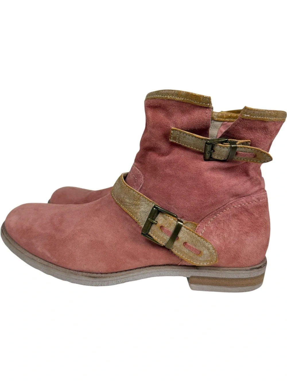 Sundance Suede Pink Salmon Zip Ankle Boots - Picture 3 of 6